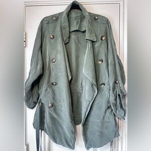 Free People Army Green Utility Jacket Cupro Fabric Small